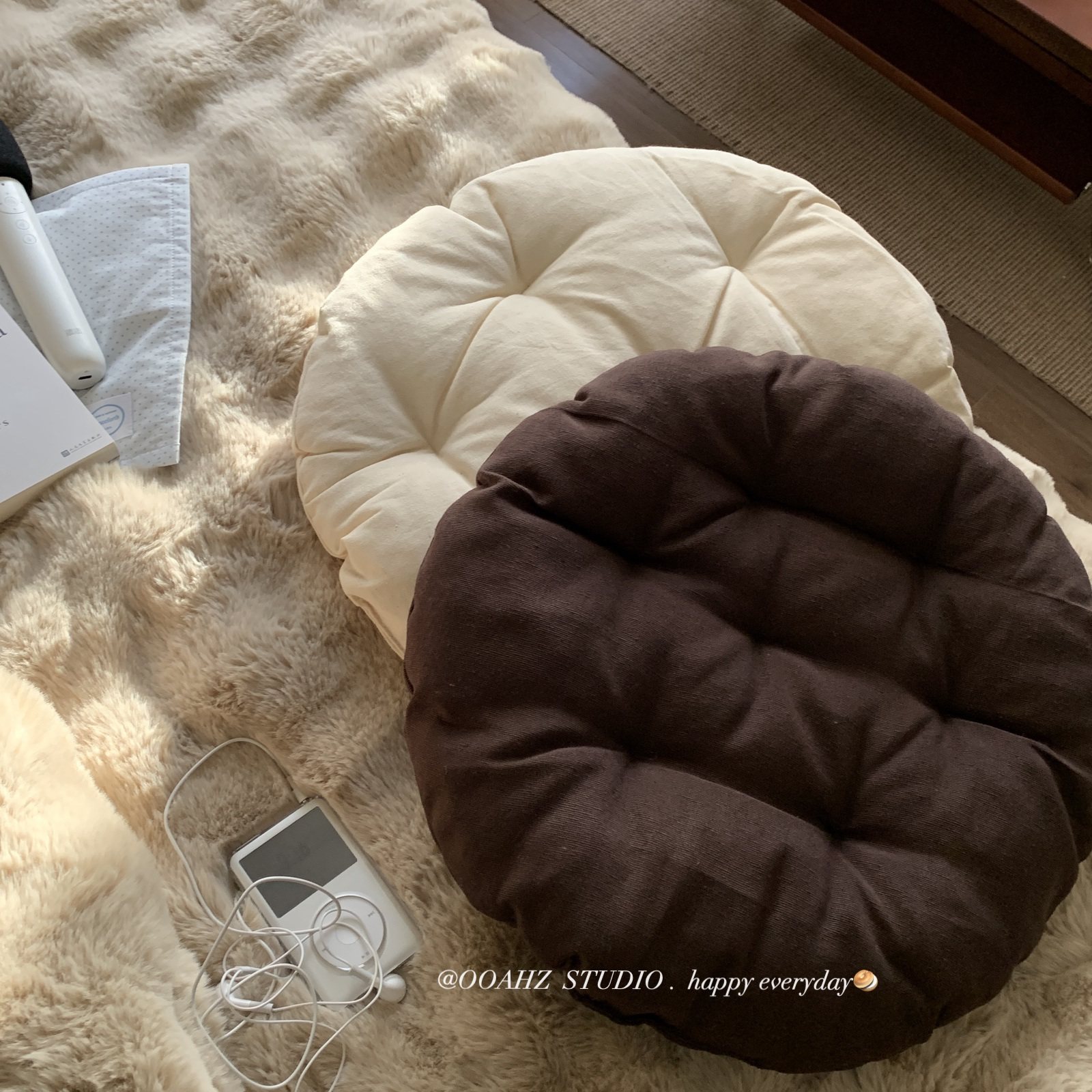 Linen round futon cushion thickened pillow tatami