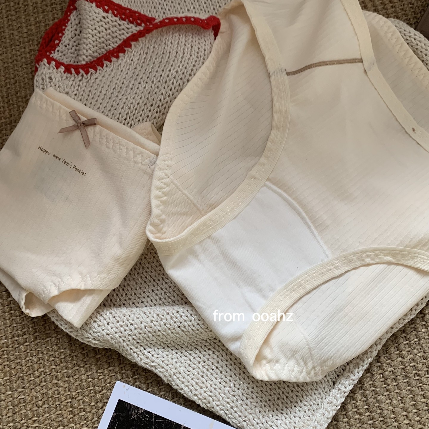 "新年快乐"香风撞色运动螺纹纯棉内裤 中腰ins女士包臀透气三角裤,淘宝优惠券,粉丝福利购,淘宝优惠卷