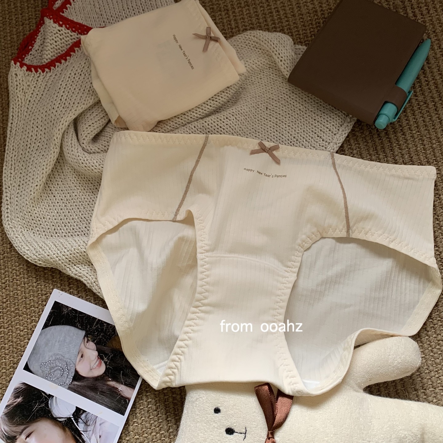 "新年快乐"香风撞色运动螺纹纯棉内裤 中腰ins女士包臀透气三角裤,淘宝优惠券,粉丝福利购,淘宝优惠卷