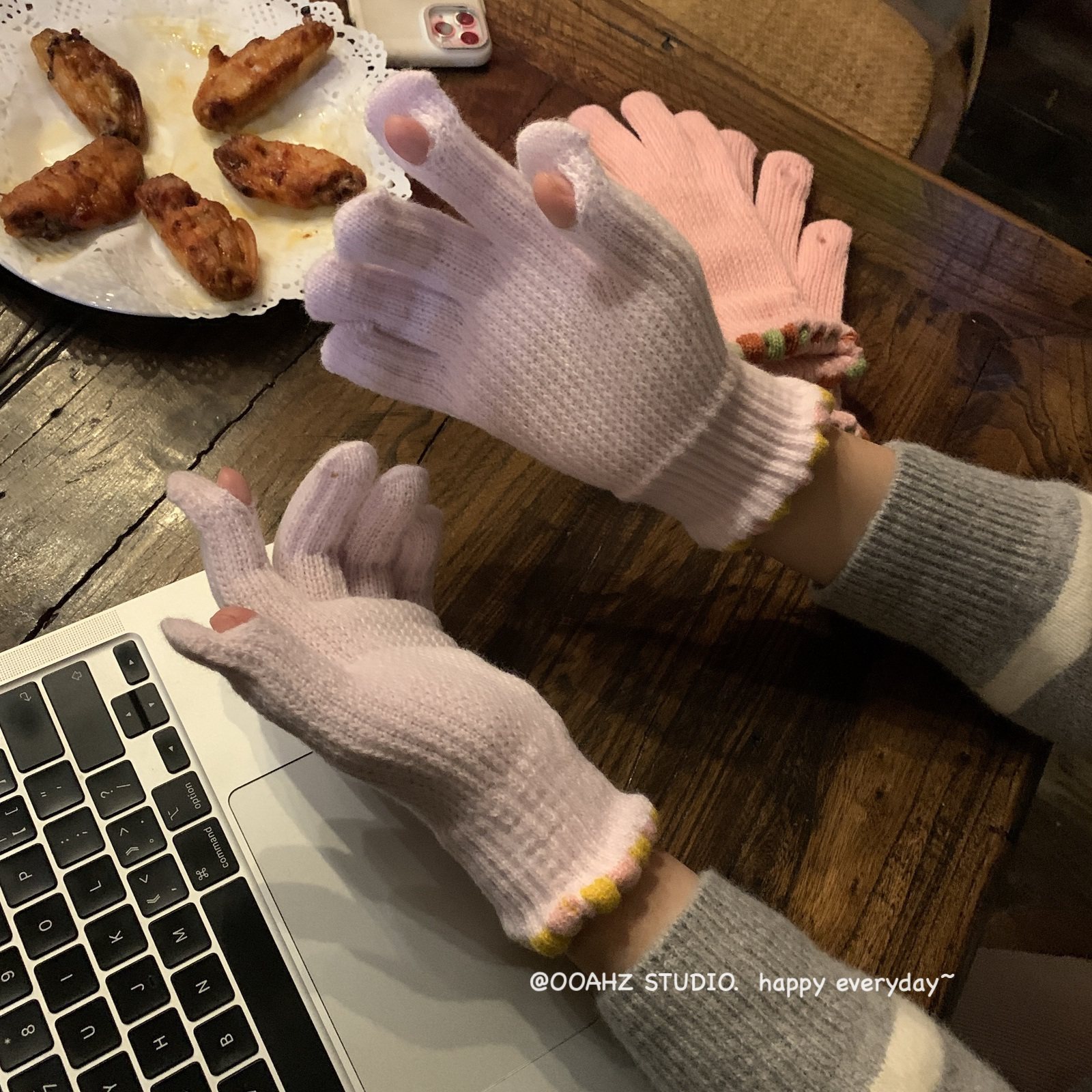 在深秋～韩国ins冬季露指毛线针织手套 纯色触屏保暖防风骑车分指,淘宝优惠券,粉丝福利购,淘宝优惠卷