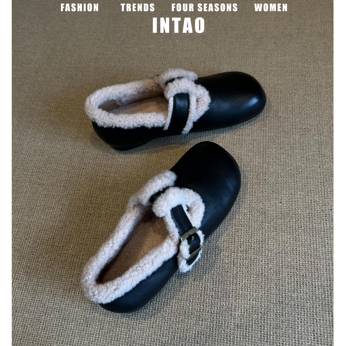 黑色内增高毛毛勃肯鞋全包女冬加绒2025新款深口豆豆棉鞋复古单鞋,淘宝优惠券,粉丝福利购,淘宝优惠卷