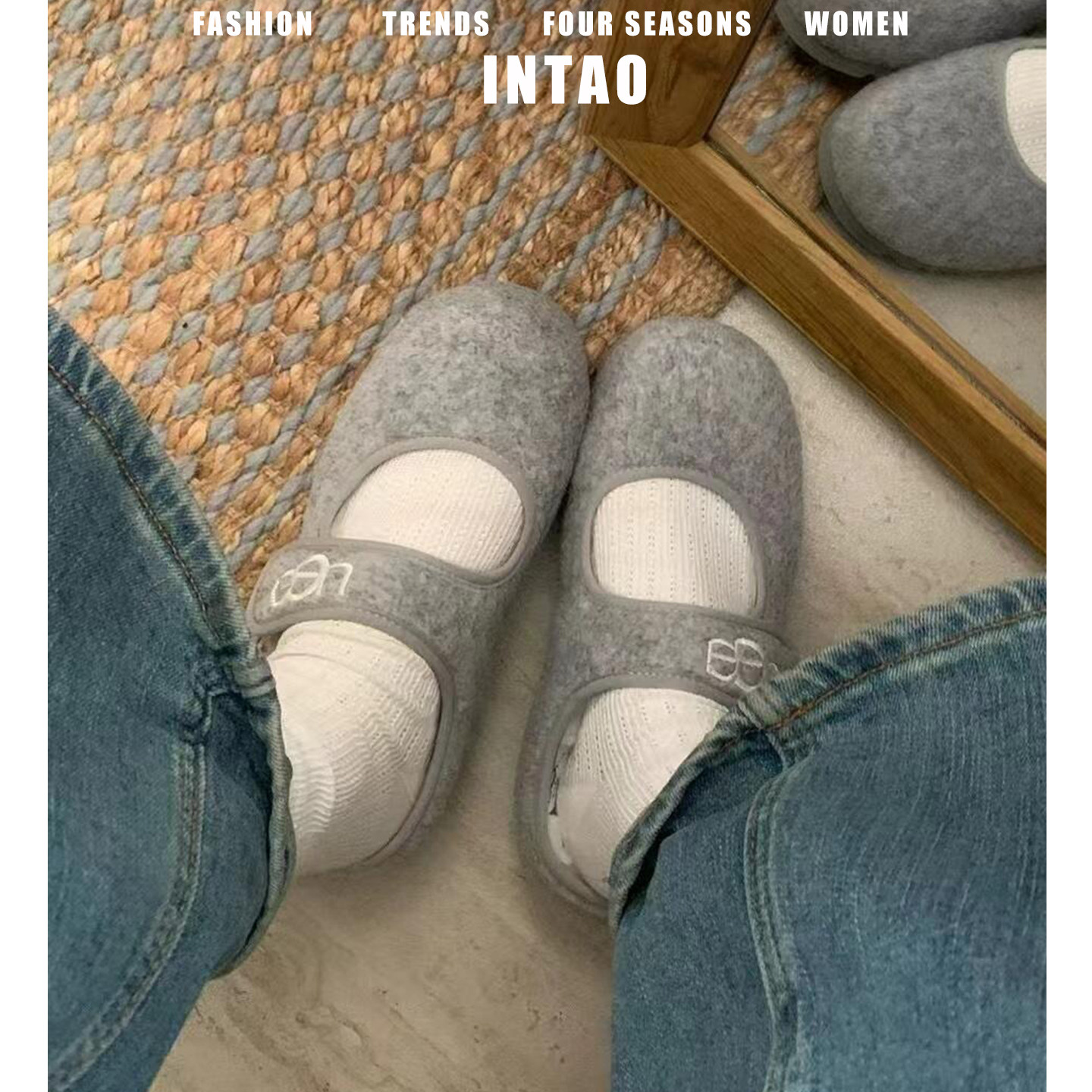 羊皮版~灰色玛丽珍鞋毛毛鞋女外穿2025秋冬新款保暖棉鞋加绒单鞋,淘宝优惠券,粉丝福利购,淘宝优惠卷