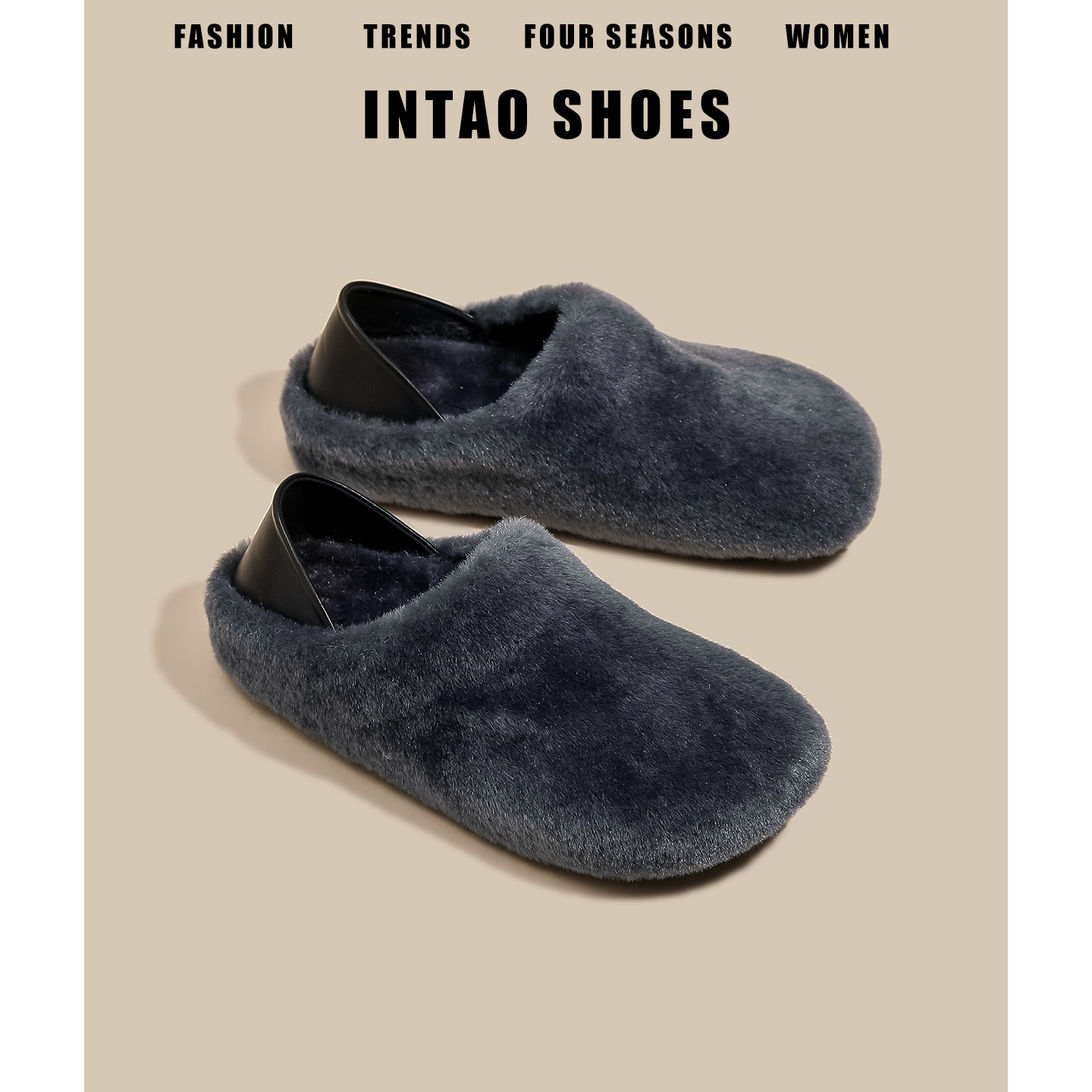 绝美厚底勃肯鞋女冬加绒2025新款一脚蹬深口豆豆棉鞋两穿踩跟单鞋,淘宝优惠券,粉丝福利购,淘宝优惠卷