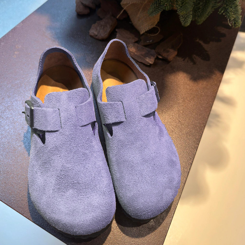 牛皮版~紫色全包勃肯鞋女2025新款一脚蹬软木博肯鞋深口厚底单鞋,淘宝优惠券,粉丝福利购,淘宝优惠卷