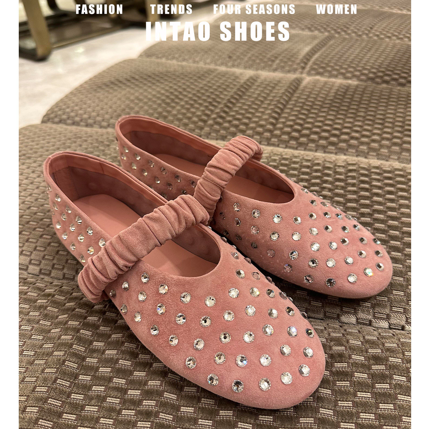 设计感小众水钻浅口单鞋女平底2026年新款一脚蹬温柔浅口玛丽珍鞋,淘宝优惠券,粉丝福利购,淘宝优惠卷