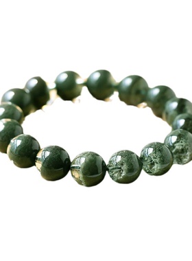 天然绿幽灵聚宝盆手链招财