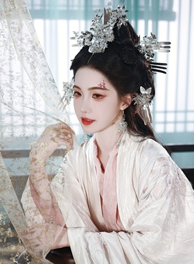 【银—花蕊夫人】汉服摄影金色银色发冠华丽妆造发饰发簪流苏