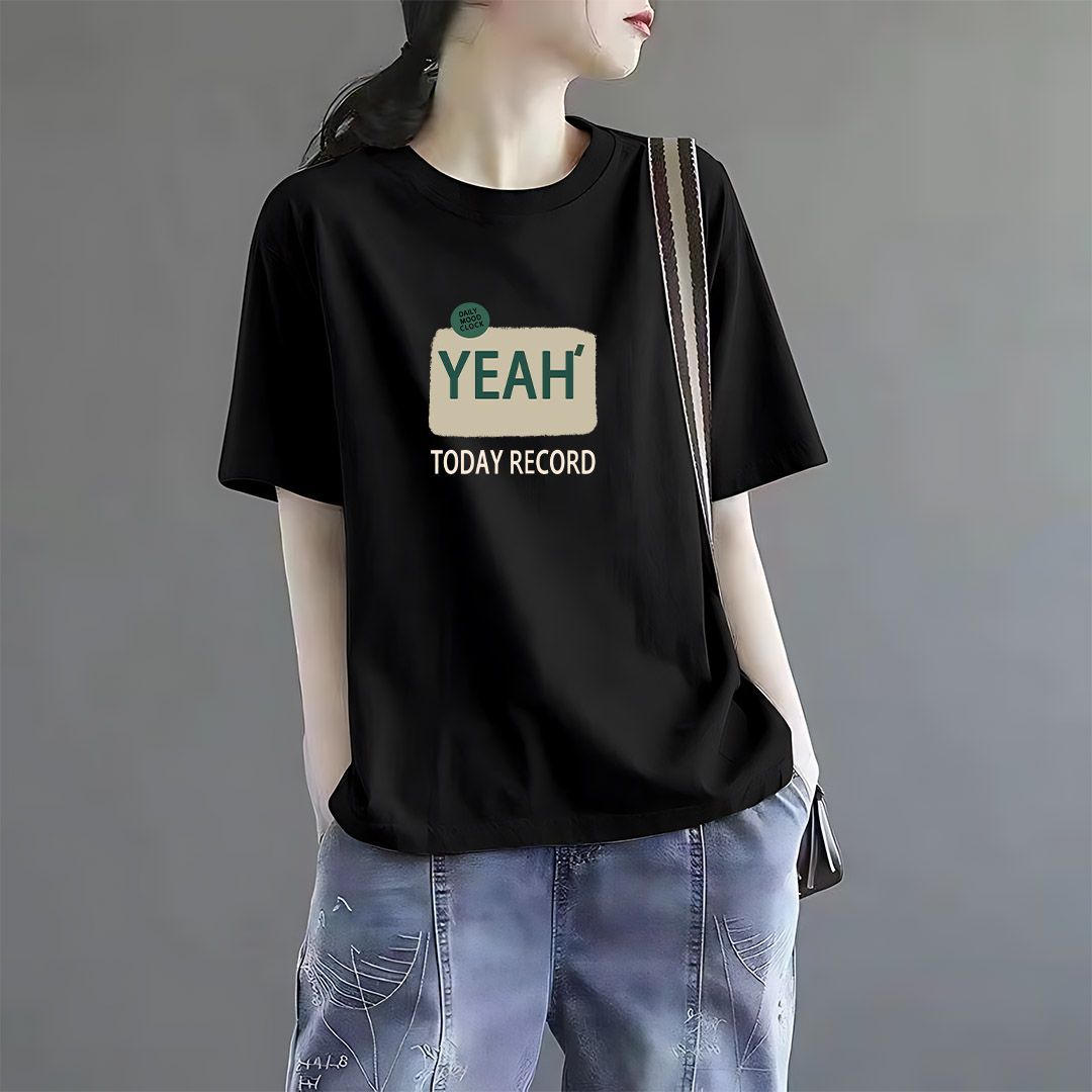 深圳南油纯棉短袖t恤女2025夏季新款小众设计感字母爆款内搭体恤 - 图1