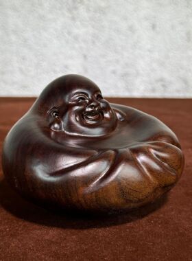 黑檀木木雕摇钱佛不倒翁弥勒佛笑口常开送礼礼品招财摆件佛像神像