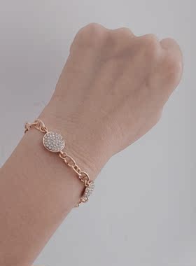 时尚欧美外贸新款手链镀金镶透明水钻总周长18+5CM出口原单潮流