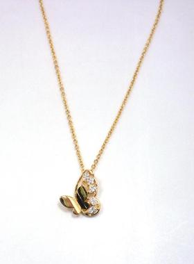 日韩项链镶嵌锆石镀真金蝴蝶心女