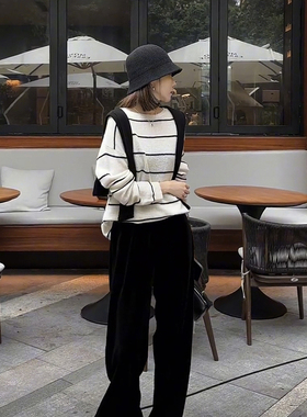新款手工纯色条纹春夏针织渔夫帽女春夏显脸小百搭针织盆帽ins潮