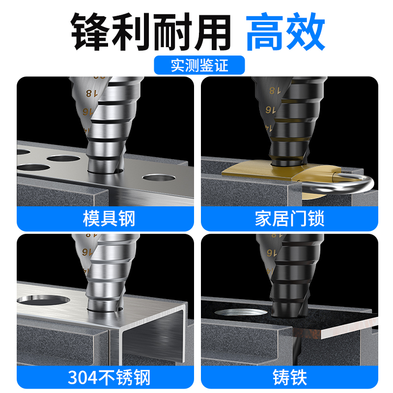 电动扳手专用宝塔钻头打孔不锈钢铁板锥形开孔器高硬度阶梯扩孔钻