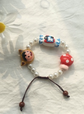 纯手工石塑粘土卡通可爱女