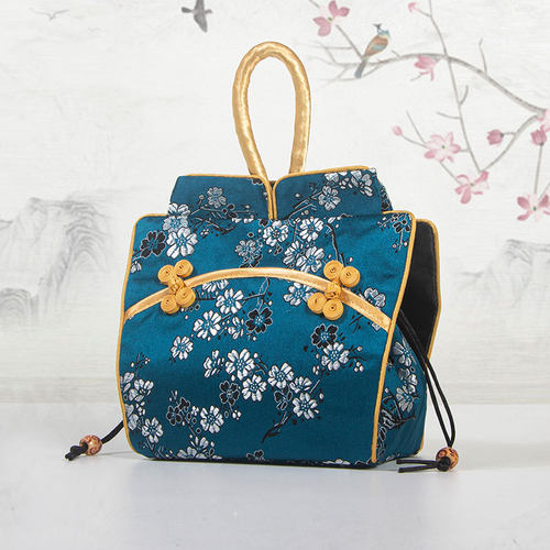 中国风特色丝绸旅游纪念礼品 晚宴聚会配旗袍国潮织锦手拎女包 - 图3