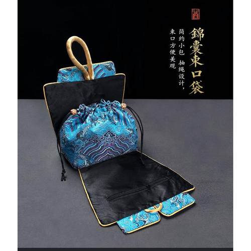 中国风特色丝绸旅游纪念礼品 晚宴聚会配旗袍国潮织锦手拎女包 - 图0