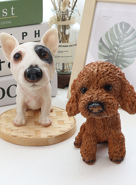 可爱仿真泰迪牛头梗摆件房间装饰