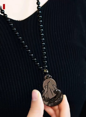 淘运灵阁瑞虎保泰吉宏吊坠属猪人吉祥佩戴2026马年黑曜石葫芦项链