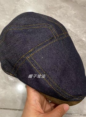 布拉德皮特同款牛仔拼接鹿皮绒帽檐秋百搭休闲贝雷画家报童前进帽