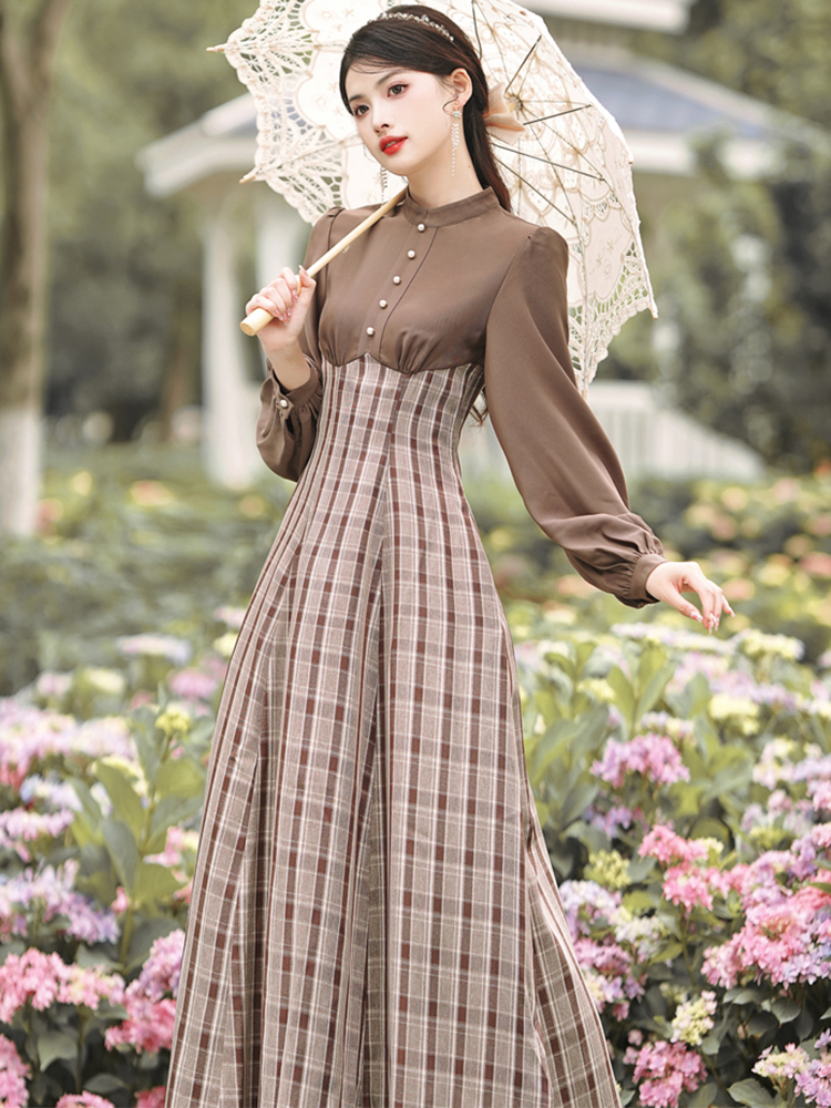法式复古连衣裙秋季套装收腰显瘦设计感新中式女装国风汉元素裙子