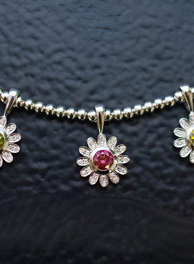 EYEFUNNY雏菊多色镶钻吊坠项链潮