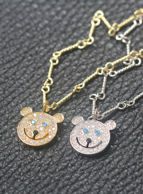 EYEFUNNY小熊镶钻男女吊坠项链潮