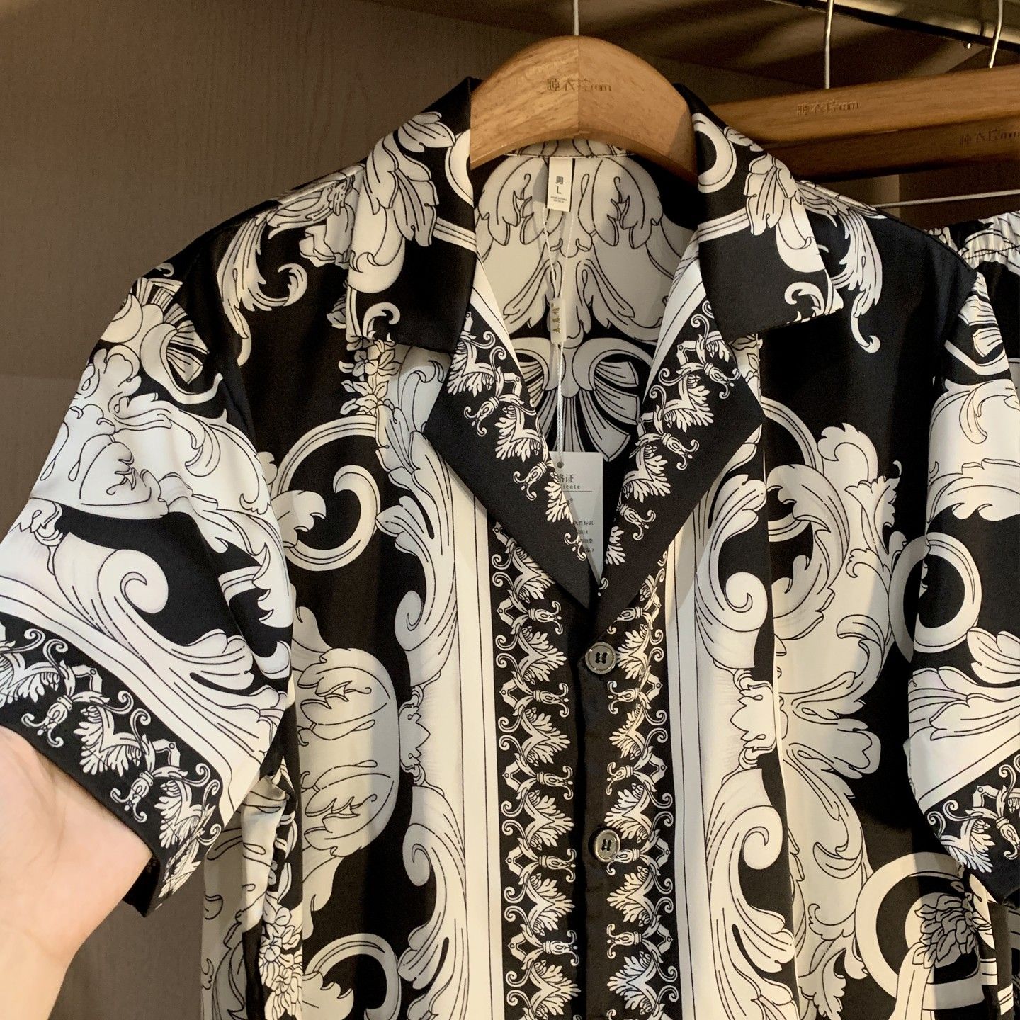 男士真丝睡衣夏季三件套薄款高级感欧美风夏天桑蚕丝睡衣男家居服 - 图3