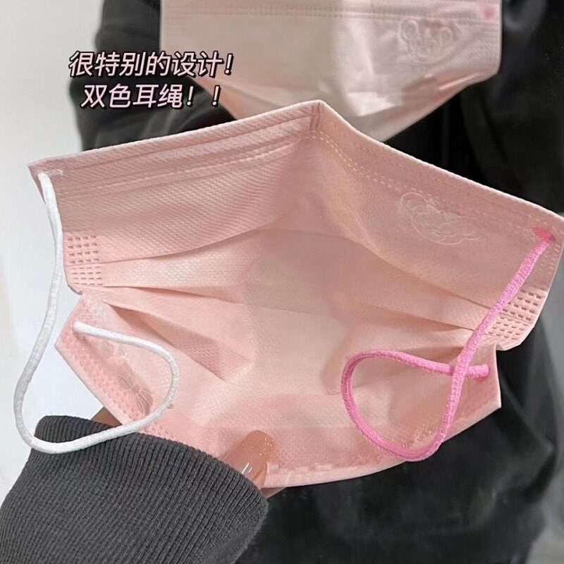 2022新款雪莉玫口罩粉色高颜值少女心迪士尼三层防尘透气独立包装
