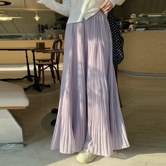 Purple pleated skirt for women spring 2025 new style