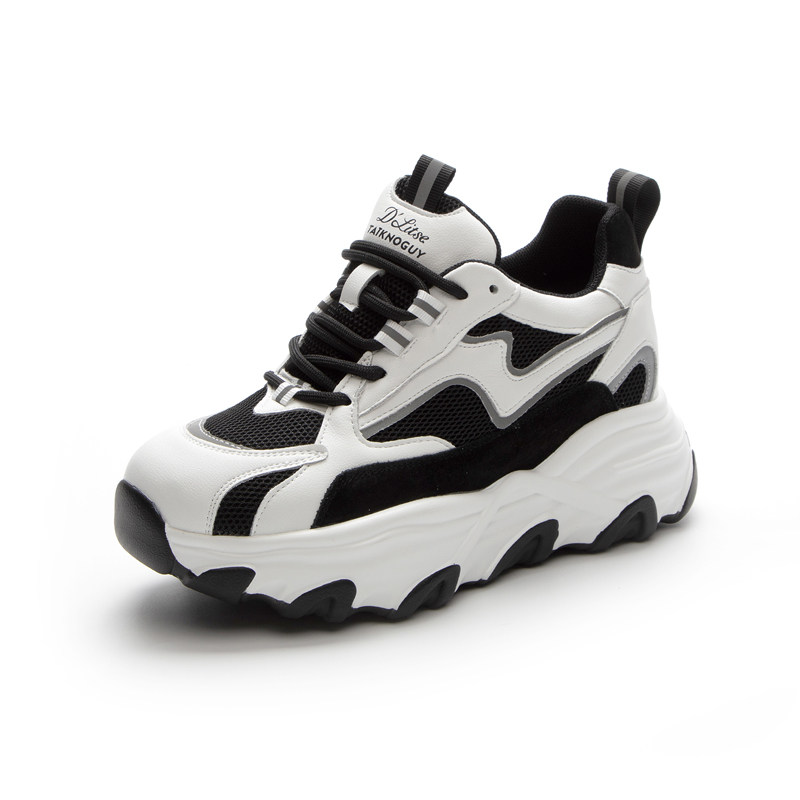 真皮内增高老爹鞋女松糕厚底8cm2025秋冬新款网红单鞋休闲运动鞋,淘宝优惠券,粉丝福利购,淘宝优惠卷