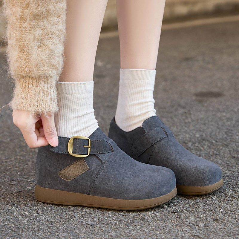 真皮内增高博肯鞋女2026春新款6cm豆豆鞋防滑厚底乐福鞋休闲单鞋,淘宝优惠券,粉丝福利购,淘宝优惠卷