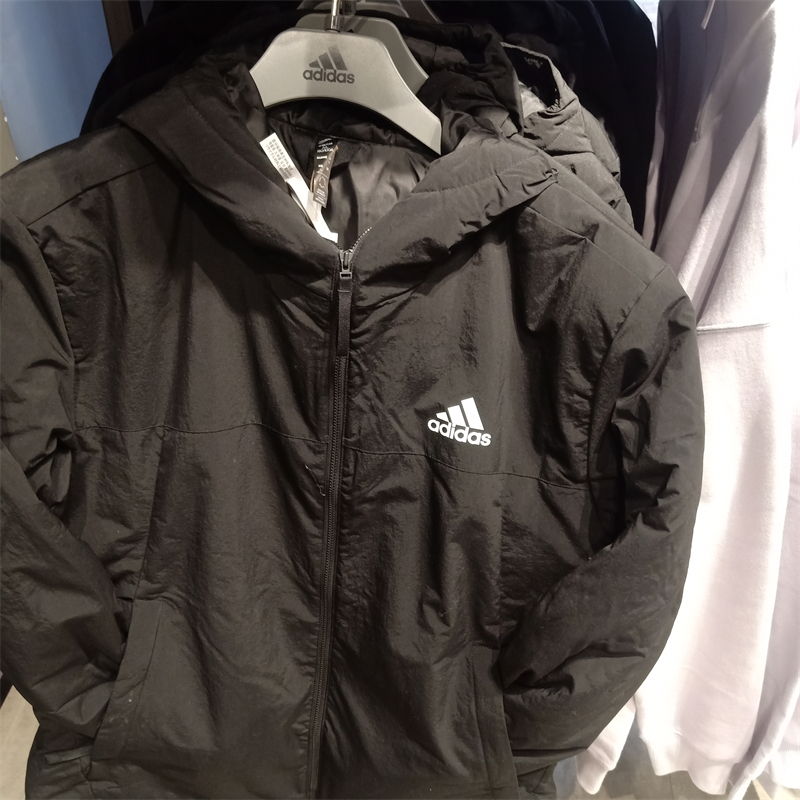 正品Adidas/阿迪达斯男装户外夹棉外套休闲连帽保暖棉服 HT8715