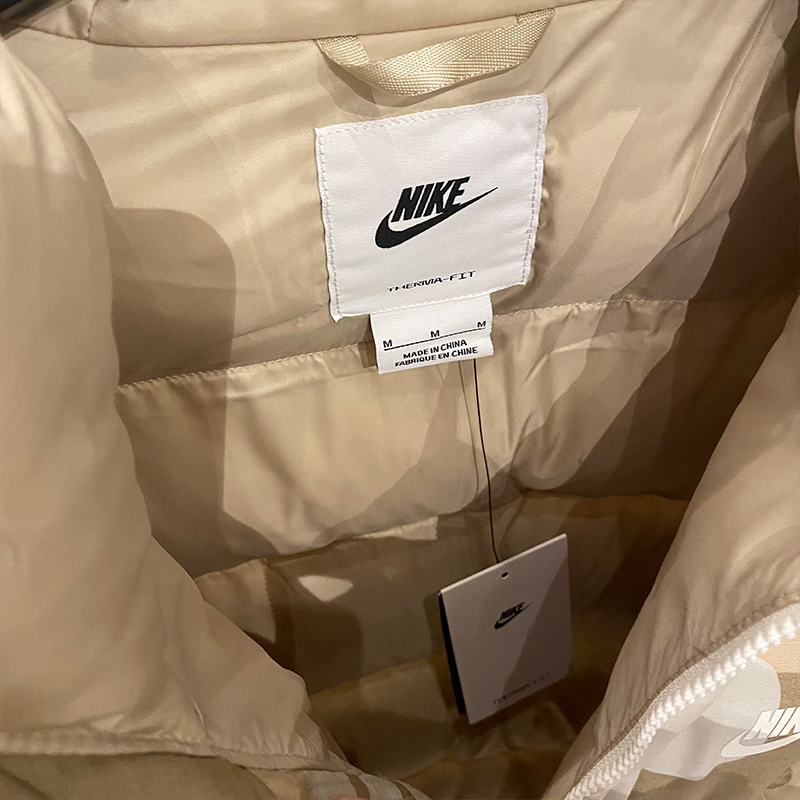 NIKE耐克棉服男2022冬季新款迷彩连帽保暖运动棉衣棉袄外套DQ4936