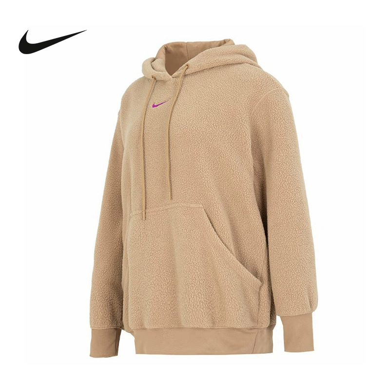 正品Nike/耐克冬季女子摇粒绒运动休闲套头保暖卫衣 DQ6841-258 - 图3