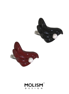 MOLISM彩色流线型珍珠银戒指