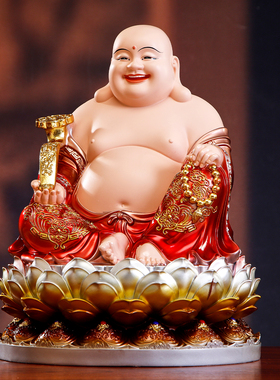 新款彩绘弥勒佛佛像家用供奉大肚笑佛菩萨未来佛客厅玄关招财摆件