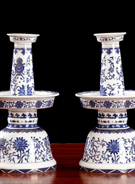 陶瓷佛前五供香炉花觚烛台全套