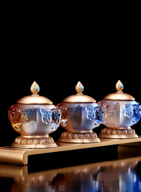 吉祥如意观音圣水杯供杯古法琉璃