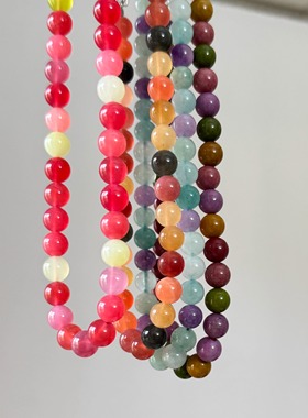 彩色多巴胺天然石水晶项链女颈链