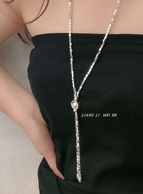 碎银长款女碎银银色毛衣链