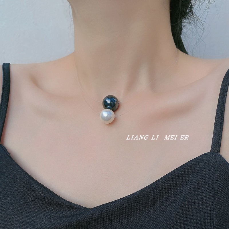 单颗珍珠项链女夏细款简约锁骨颈链2025年新款女高级感小众吊坠 - 图1