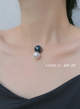 珍珠细鱼线女单颗项链锁骨链