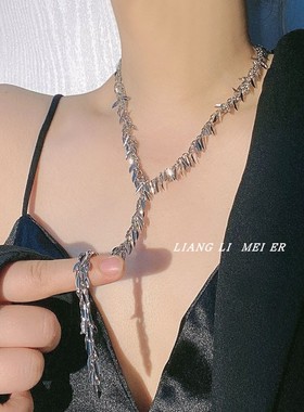 合金女麦穗亮片项链锁骨链