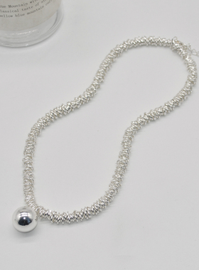 金属穿圈你v金属球项链颈链