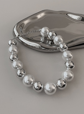 珍珠串珠女大珍珠圆球项链