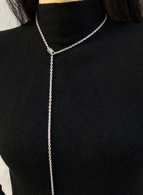 几何坠银链子男女中长款毛衣项链