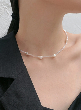 淡水珍珠串珠女不规则项链锁骨
