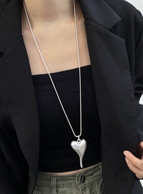 金属长款女异型爱心项链毛衣链