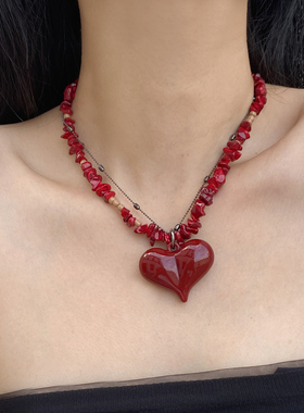 金属异型不规则女大爱心吊坠项链