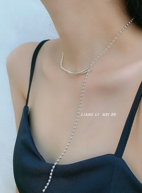 金属球串珠叠戴女U型项链